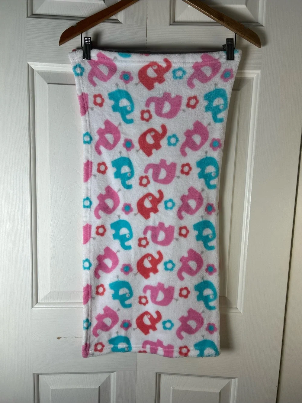 Zak & Zoey Pink Blue Elephants Baby Blanket Flowers White Gray Floral